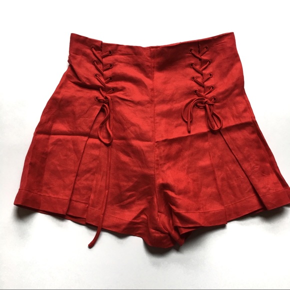 a new day Pants - A New Day Red Linen High Rise Shorts Medium